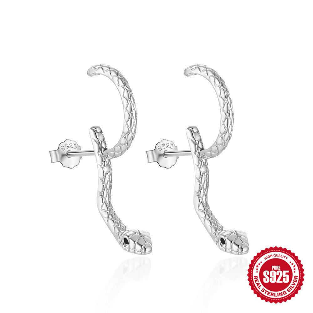 925 Sterling Silver Snake Adjustable Ear Studs