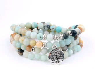 Natural Stone Bead Mala Bracelet