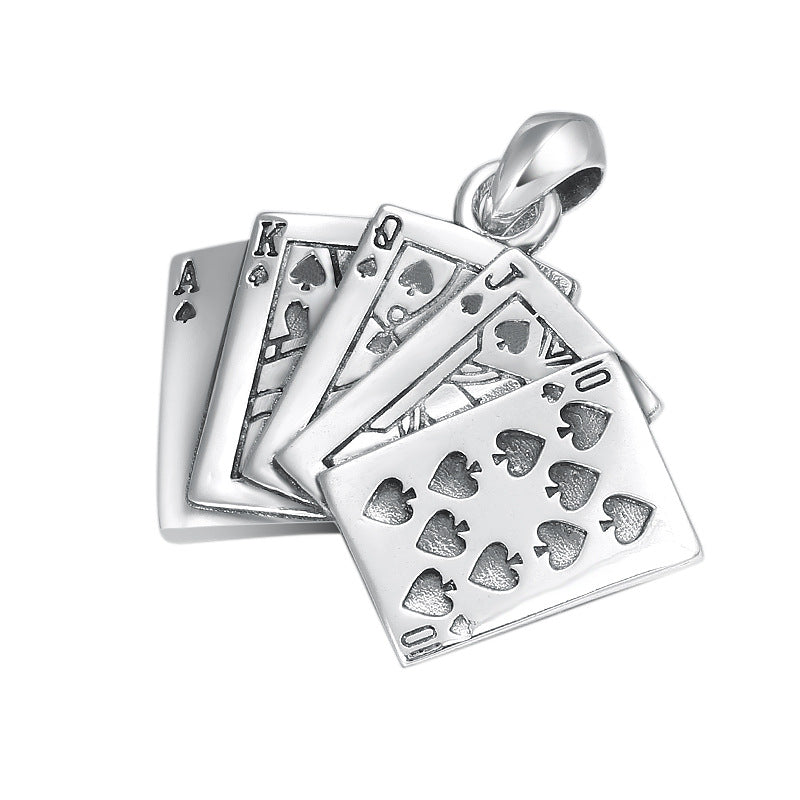 S925 Sterling Silver Pendant Jewelry Fashionable All-match Creative Flush Poker