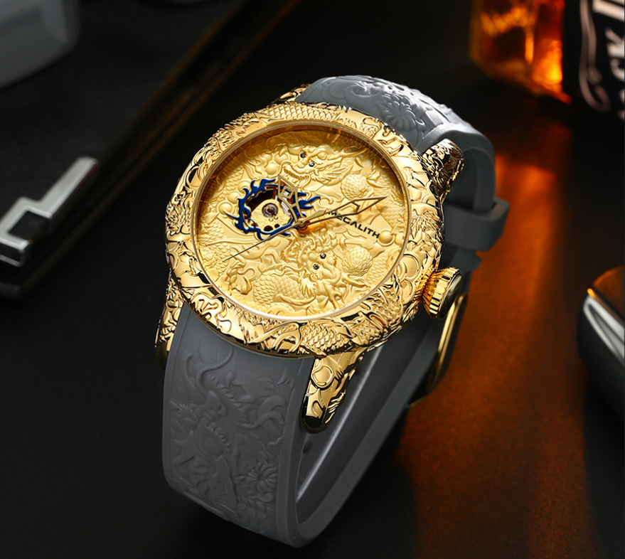 Dragon pattern mechanical watch