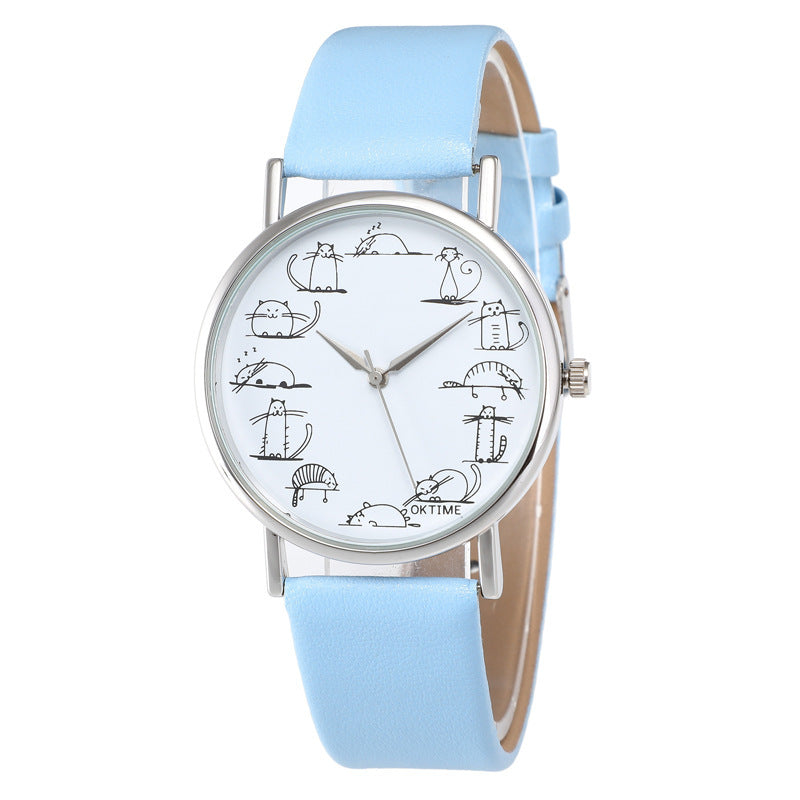 Simple belt multicolor student quartz watch