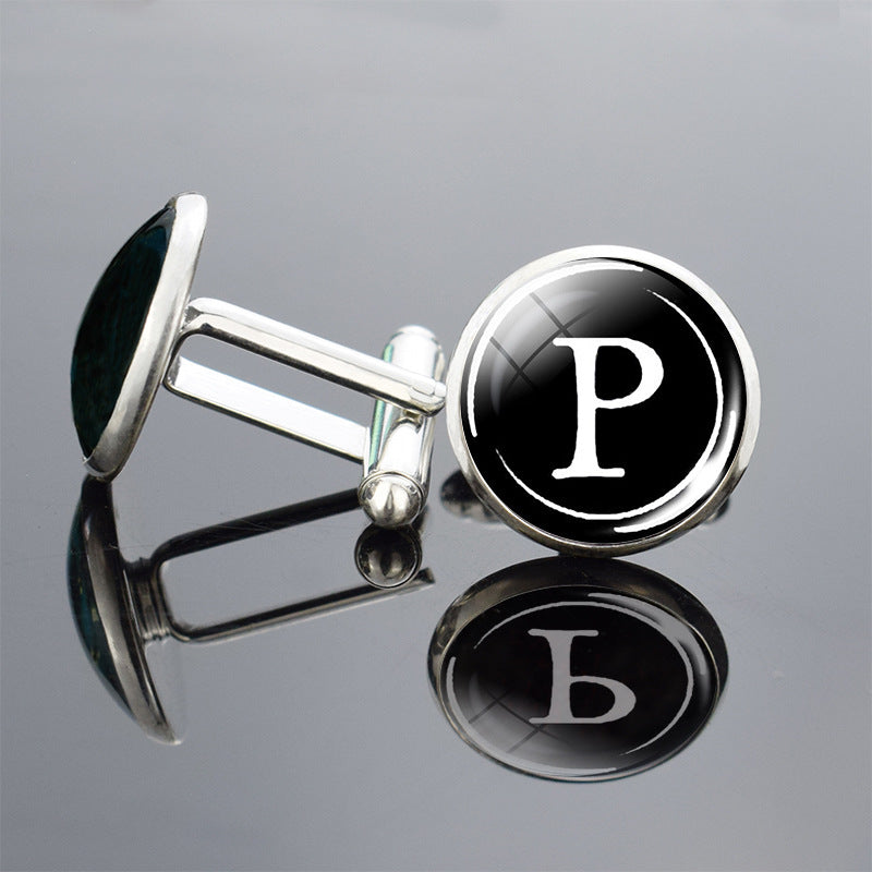 Twenty-six English alphabet cufflinks metal