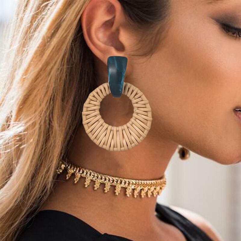 Vibrant Azure Bamboo Hoops