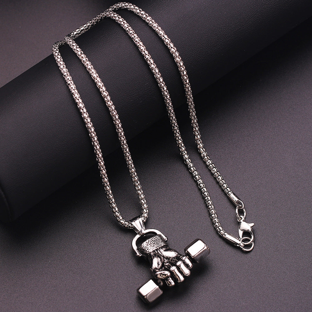 Gym dumbbell necklace