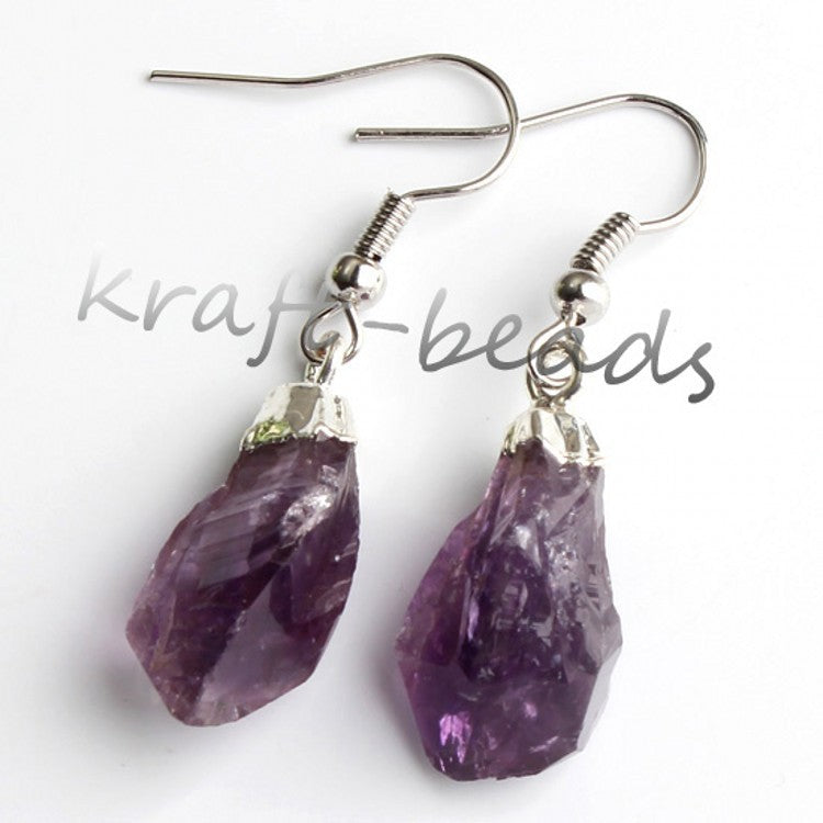 Natural Crystal Unshaped Rough Stone Earrings Earrings