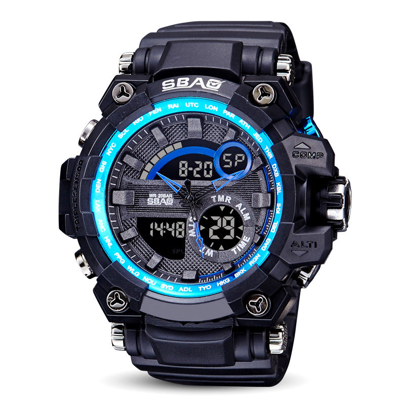 Dual display electronic waterproof outdoor LED watch