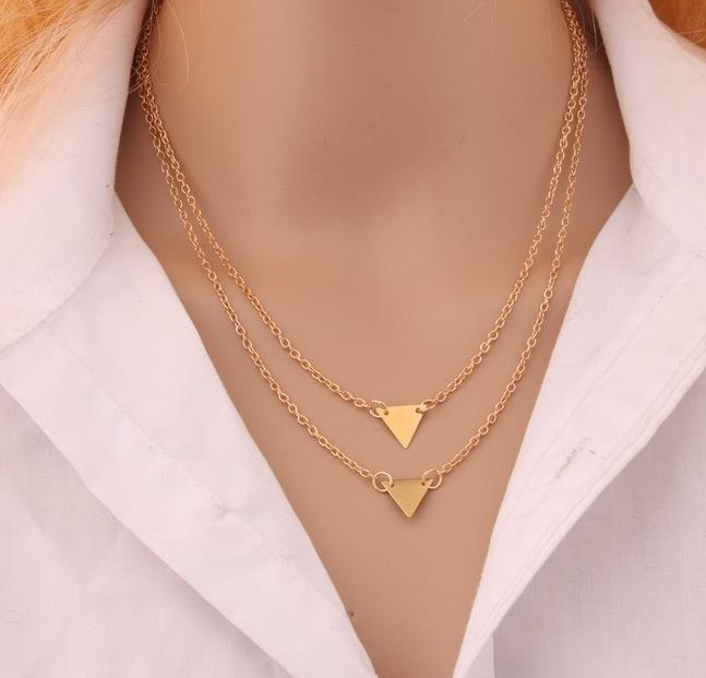 Double-layer Triangle Necklace Multi-layer Clavicle Chain