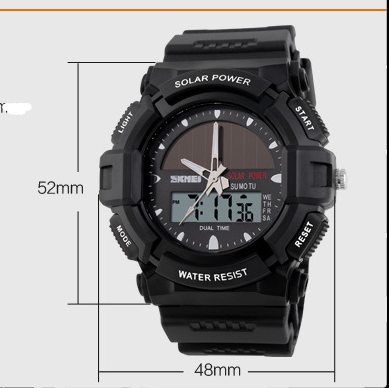Time beauty personality solar watch fashion electronic double display waterproof outdoor sports men's watch student watch