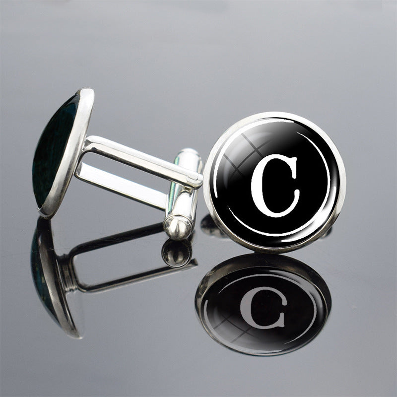 Twenty-six English alphabet cufflinks metal