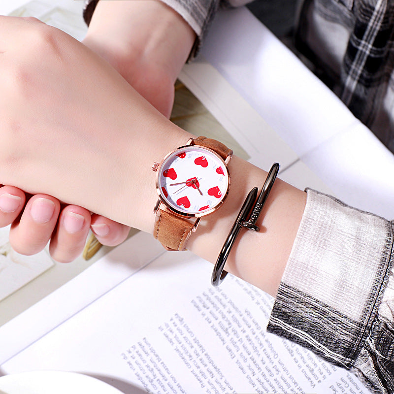 PU leather alloy bracelet watch