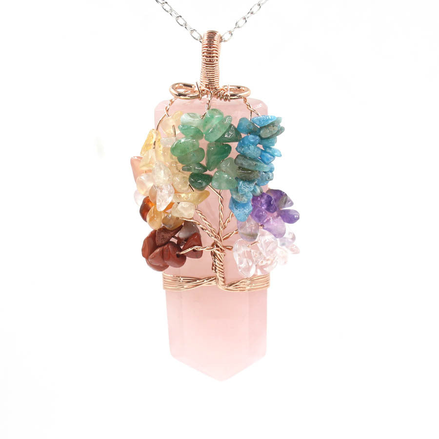 Sword-shaped Crystal Pillar Tree Of Life Winding Pendant