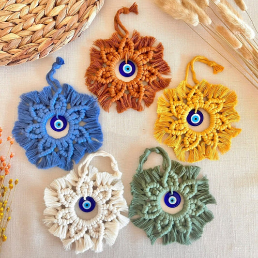 Bohemian Style Hand-woven Pendant Colorful Cotton Thread Blue Wall Eye Charm