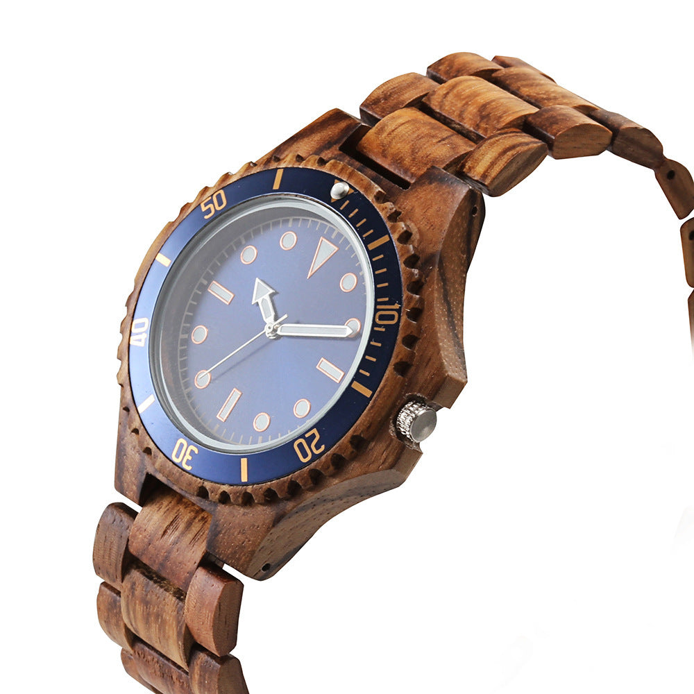 Mens Solid Wood Set Business Quartz Watch