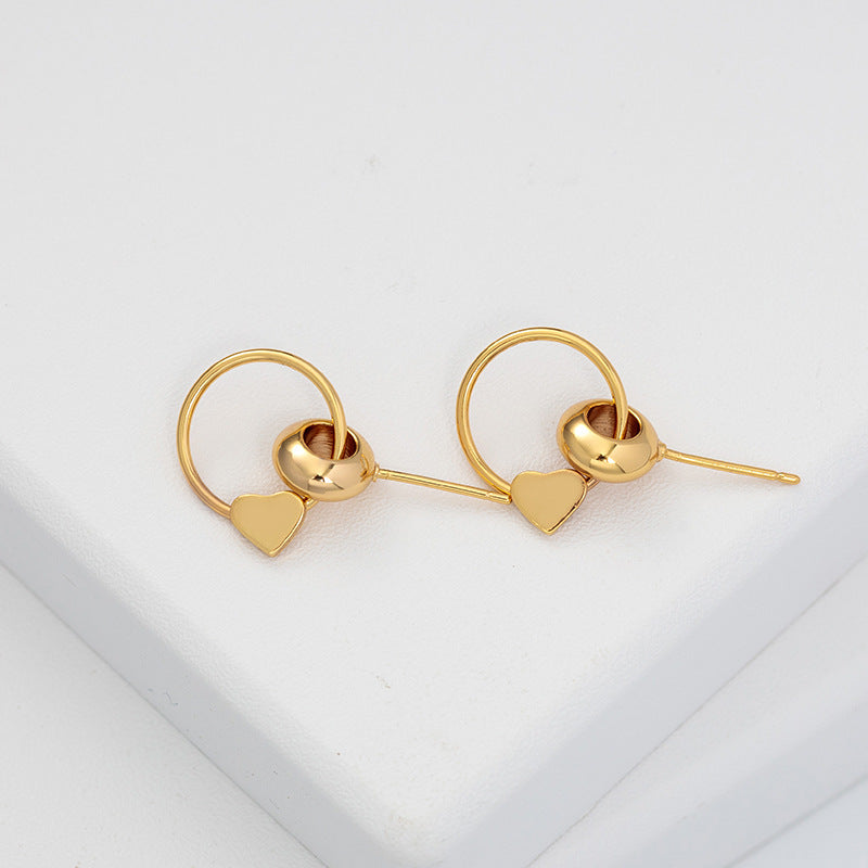 Simple Earrings Real Gold Plated Hollow Heart-shaped Earrings Women