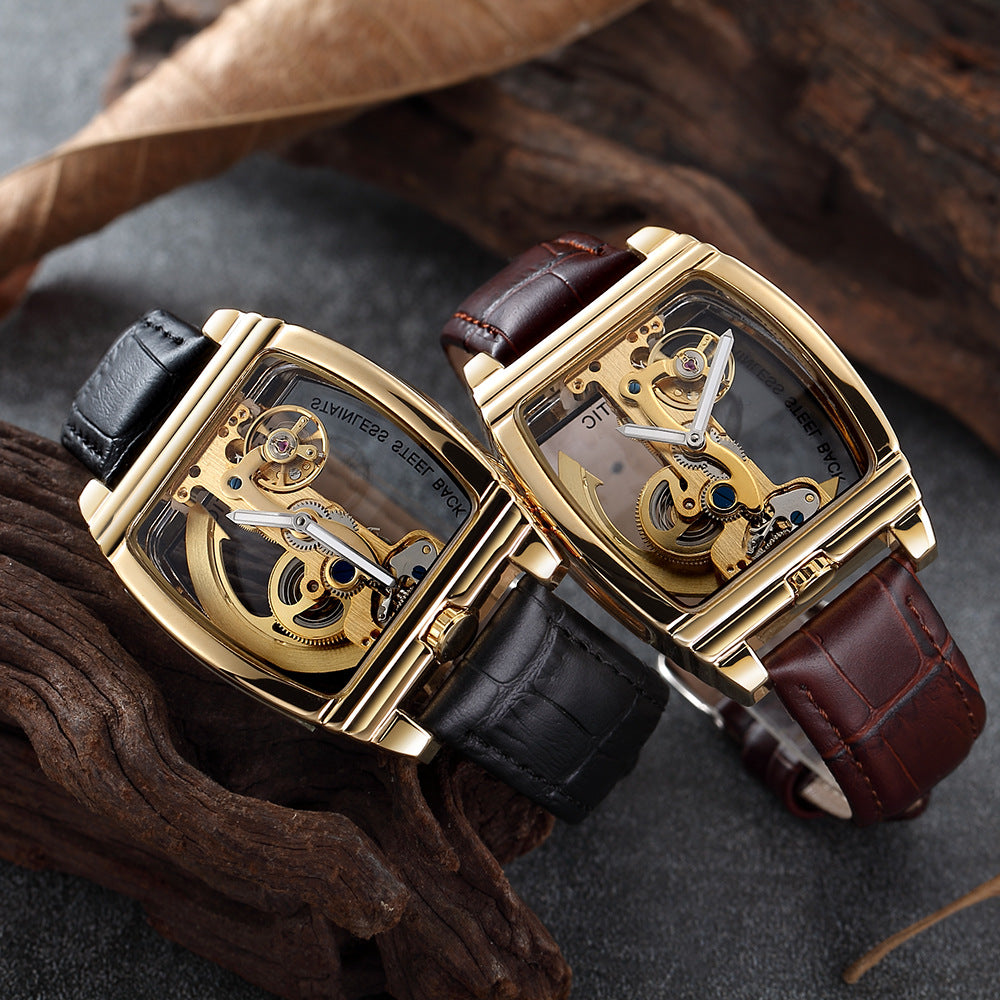 SHENHUA barrel-shaped double-sided hollow automatic mechanical watch