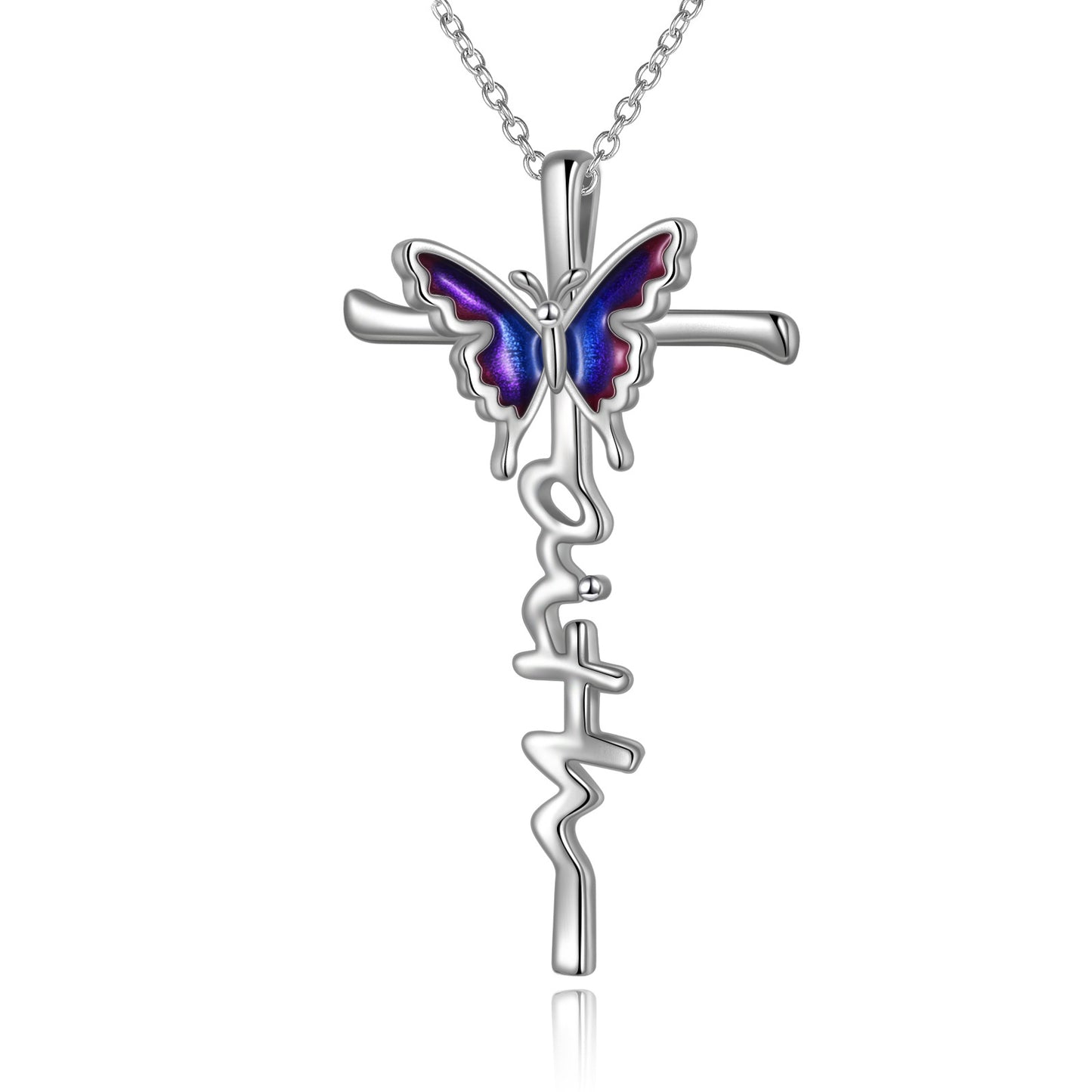 Butterfly Cross Pendant Necklace
