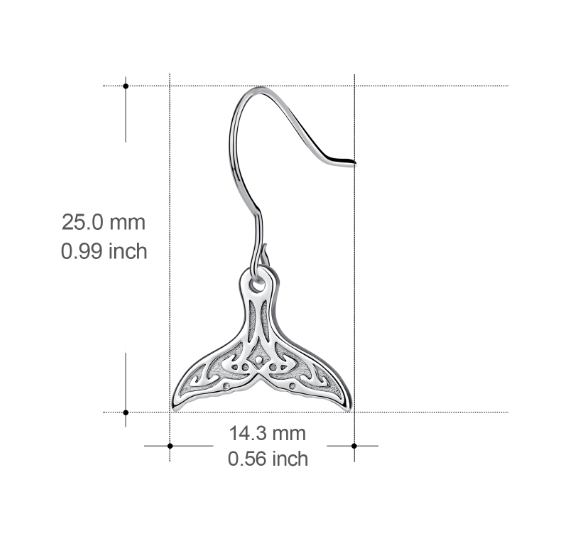 Cute Whale Tail 925 Sterling Silver earrings