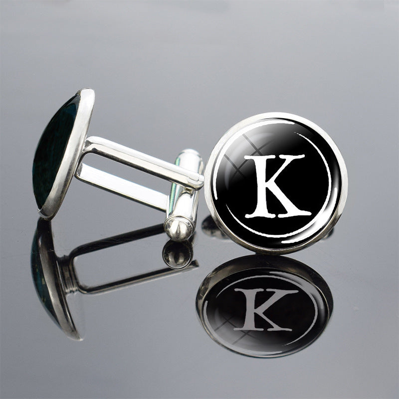 Twenty-six English alphabet cufflinks metal