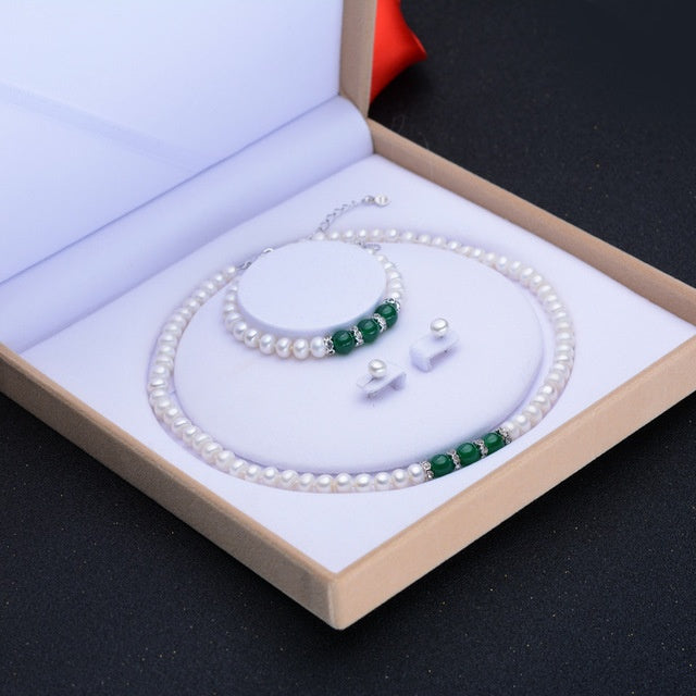 Agate Pearl Jewelry Set