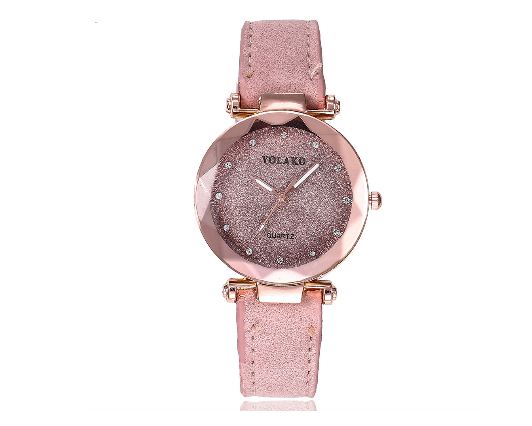 Matte belt color foundation with diamond dial quartz watch