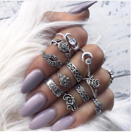 Gold Boho & Vintage Stackable Ring Set