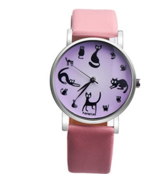 Explosive cat light skin girl belt watch small lazy animal quartz watch