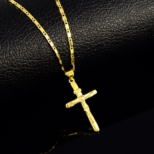 Cross Clavicle Chain Christian Faith Retro