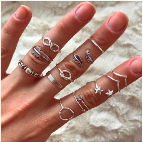 Gold Boho & Vintage Stackable Ring Set