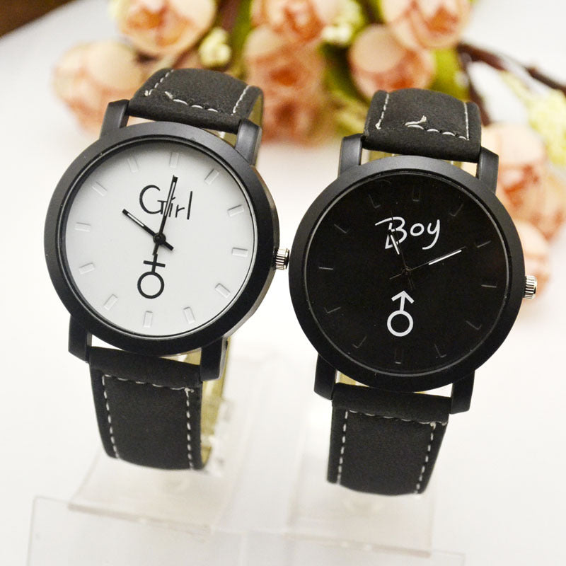 My Love belt black and white lovers watch