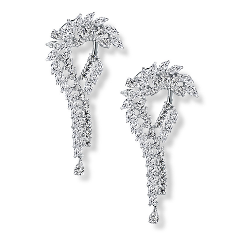 RAKOL New Fashion Leaf Earrings Inlaid with AAA Zircon Integrity Hot Sale Explosion