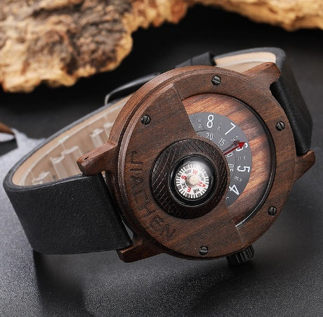 Multifunctional Compass Wood Watch Outdoor Sports Watch