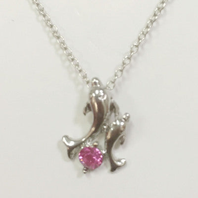 Silver Plated Double Dolphin Rhinestone Necklace