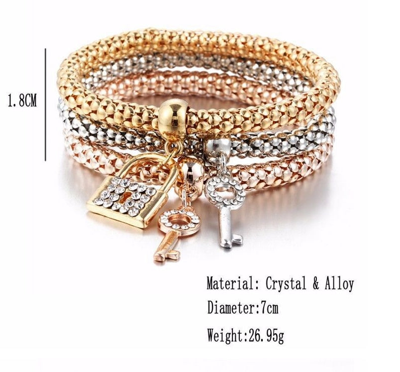 Tricolor Stretch Popcorn Chain Bracelet Set