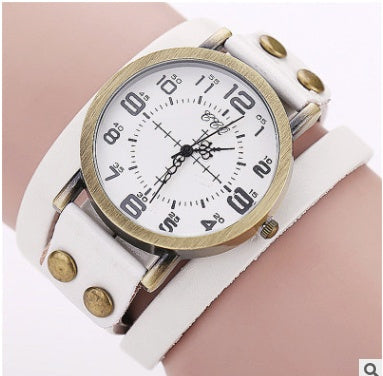 CCQ Vintage Leather Bracelet Watch for Women