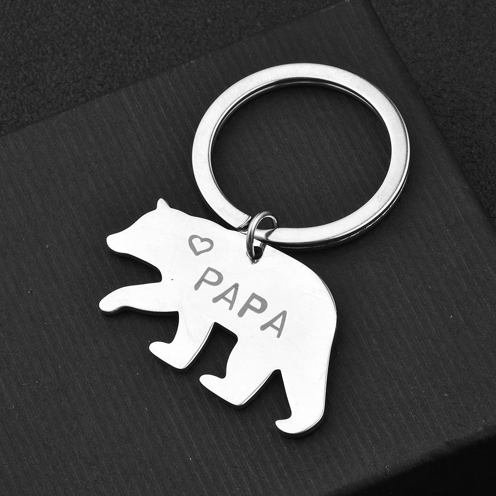 Stainless Steel PAPA Cute Bear Father's Day Gift