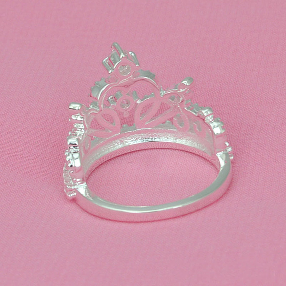 Christmas Hot Lady Special Silver Crown Plated Sparkling Woman Crystal Crown Ring Jewelry Beautiful Wedding