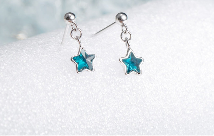 Five-star crystal ear studs