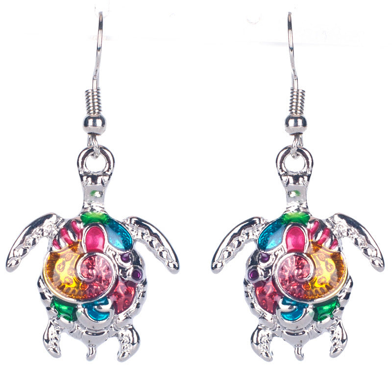 Rainbow Turtle Necklace and Earrings Set