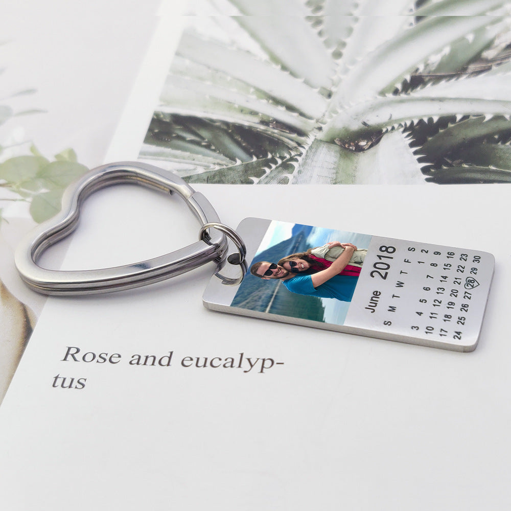 Photo anniversary custom keychain