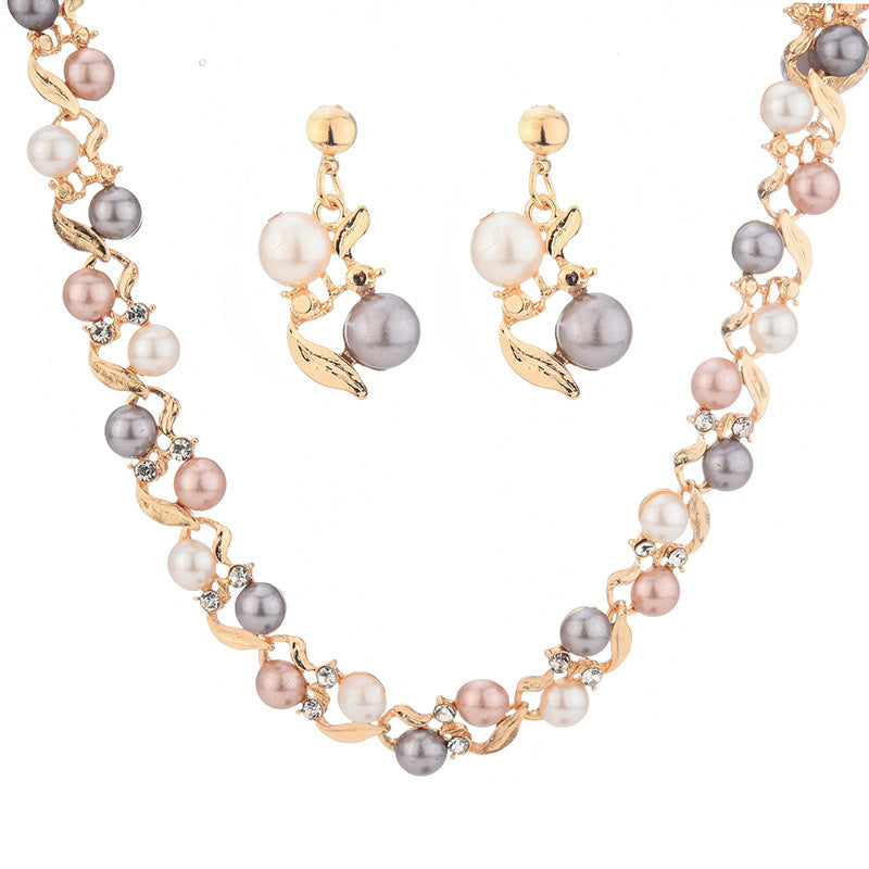 Necklace and Earrings Set Lady Temperament All-match Jewelry Set