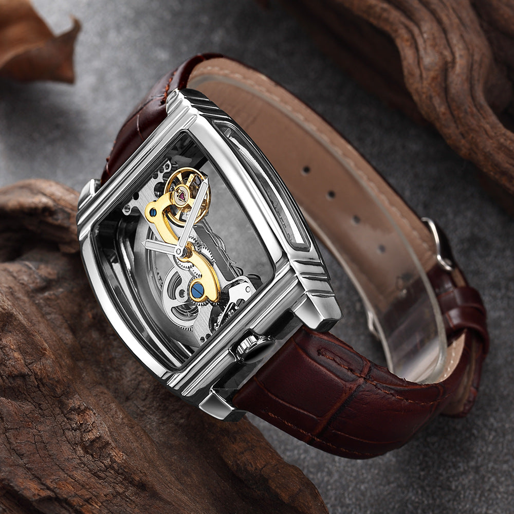 SHENHUA barrel-shaped double-sided hollow automatic mechanical watch