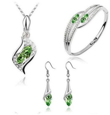 New Angel Elf Earrings Necklace Bracelet Three-piece Austria Crystal Alloy Jewelry Set Wholesale