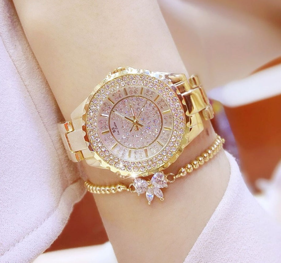 Diamond Quartz Ladies Gold Watch
