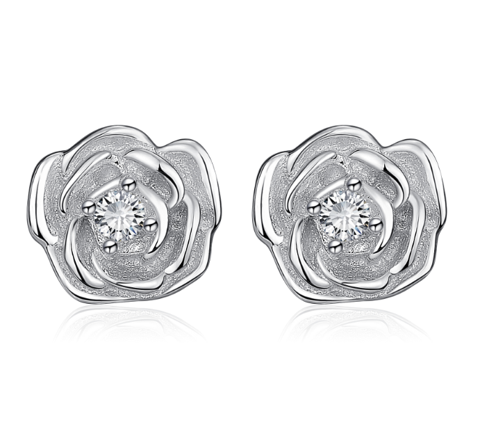 925 Silver Rose Shape Ear Stud