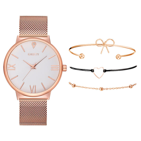 GAIETY Fashion Brand 4pcs/Set Dress Women Rose Gold Watches Luxury Ladies Wrist Watch Female Quartz Clock Bracelet reloj mujer