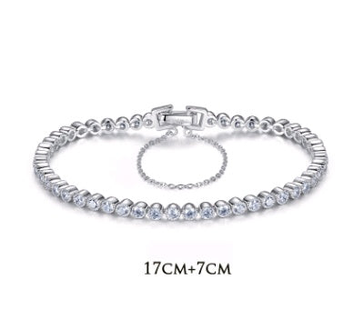 S925 Sterling Silver Bracelet with AAA Zircon Korean Exquisite Women's Silver Jewelry Bracelet