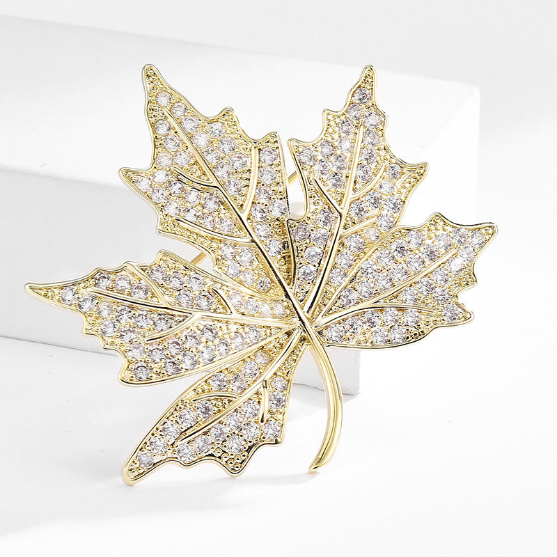 High-end Elegant Golden Maple Leaf Brooch For Women