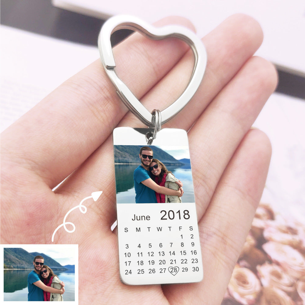 Photo anniversary custom keychain