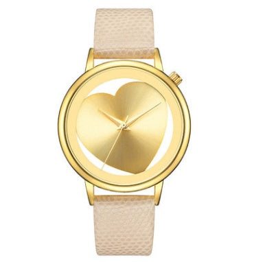 Elegant Heart-Shaped Hollow Out Quartz Watch