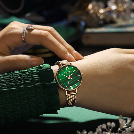 Fashion Disc Waterproof Luminous Small Green Watch